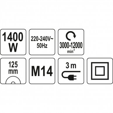 Kampinis šlifuoklis YATO YT-82099 | M14 | 1400W | 125MM 2