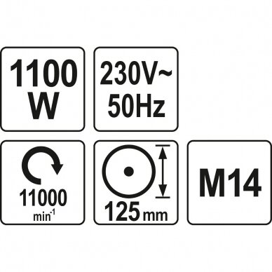 Kampinis šlifuoklis YATO YT-82100 | M14 | 1100W | 125MM 2