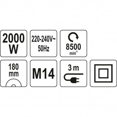 Kampinis šlifuoklis YATO YT-82104 | M14 | 2000W | 180MM 2