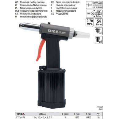 Kniediklis pneumatinis | 2,4 - 5,00 mm (YT-36171) 5