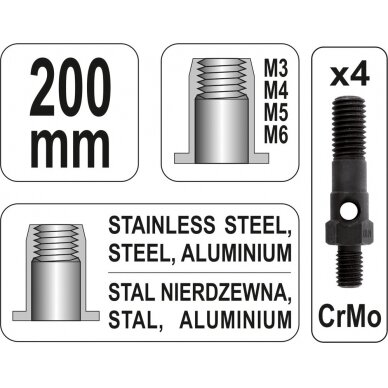 Kniediklis srieginėms kniedėms | M3/M4/M5/M6 (YT-36140) 3