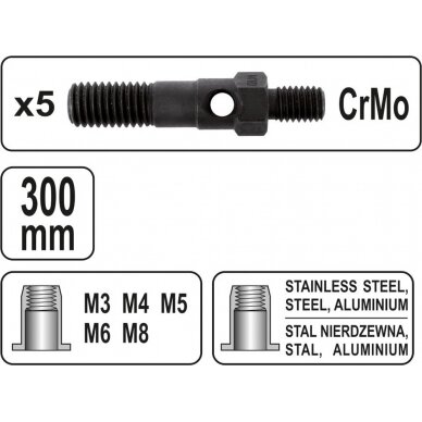 Kniediklis srieginėms kniedėms | M3/M4/M5/M6/M8 (YT-36112) 3