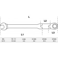 Kombinuotas raktas su terkšle | dvigubas šarnyras | 12 mm (6172)