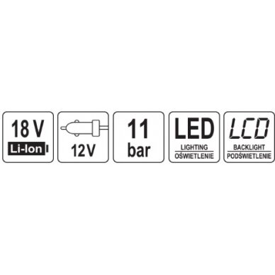 Kompresorius | 18V | 11 BAR 21 l / min (be baterijos) (YT-23248) 8