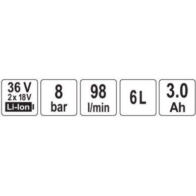 Kompresorius | 98 l / min | 6L 36V=18VX2 (YT-23241) 5