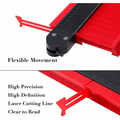 Kontūrų matuoklis/ šablonas/ trafaretas profiliams | su fiksacija | 250 mm (CG10P) 3