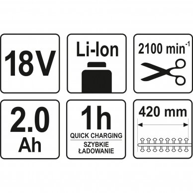 Krūmapjovė YATO YT-82834 | Li-ion | 18V | 420MM 6