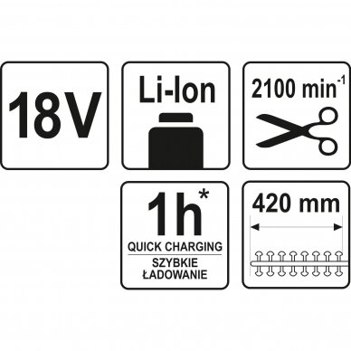 Krūmapjovė YATO YT-82835 | Li-ion | 18V | 420MM | be akumuliatorių 5