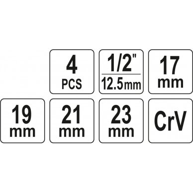 Kryžminis raktas sudedamas | 17x19x21x23mm galvutėmis (YT-08033) 4