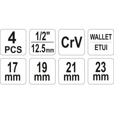 Kryžminis raktas sudedamas | 17x19x21x23mm galvutėmis (YT-08035) 6