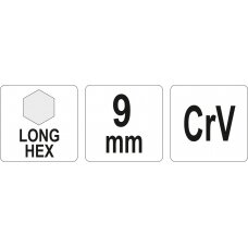 L tipo raktas | ilgas | hex šešiakampis | 9,0 mm (YT-05441)