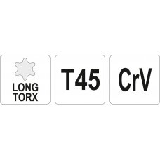 L tipo raktas | ilgas tipas | T-Star (Torx) T45 (YT-05502)