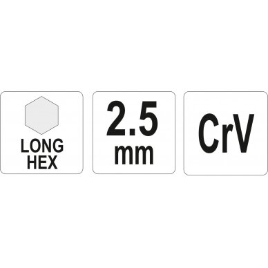 L tipo raktas | ilgas | hex šešiakampis | 2,5 mm (YT-05432) 1