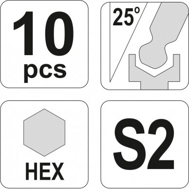 L tipo raktų rinkinys | ilgas tipas | S2 | hex šešiakampis su šarnyru 1,27 - 10 mm | 10 vnt. (YT-0561) 1