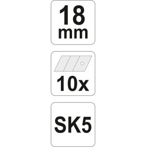 Laužomos geležtės peiliukams | SK5 plienas | 18 mm | 10 vnt. (YT-7529) 3