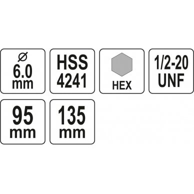 Laikiklis gręžimo karūnai TCT | 1/2"-20UNF | 10 mm Hex (YT-43992) 3