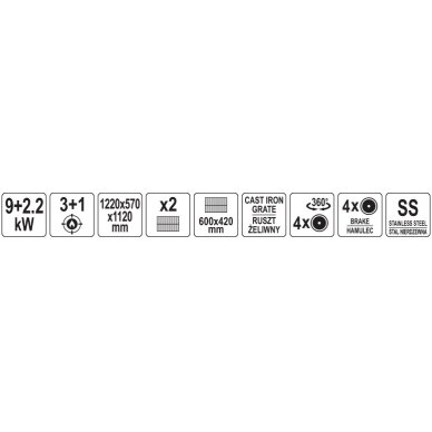 Lauko kepsninė / grilis | dujos | 3+1 | nerūdijantis plienas | 11,2KW (YG-20002) 16