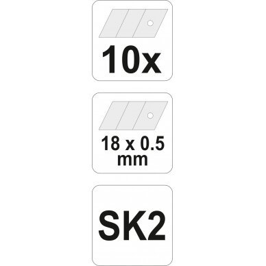 Laužomos geležtės peiliukams | SK2 plienas | 18 mm | 10 vnt. (YT-7525) 4