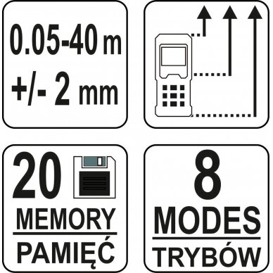 Lazerinis atstumo matuoklis | 0.05-40 m (81790) 5