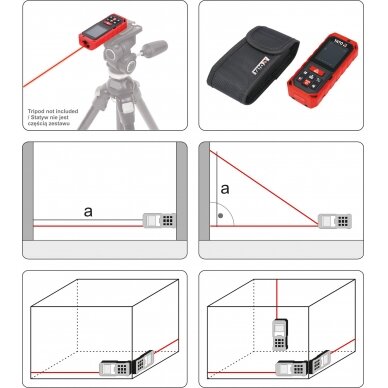 Lazerinis atstumo matuoklis | paviršiaus ir kubatūros skaičiavimas | 0,2-60 m (YT-73127) 4