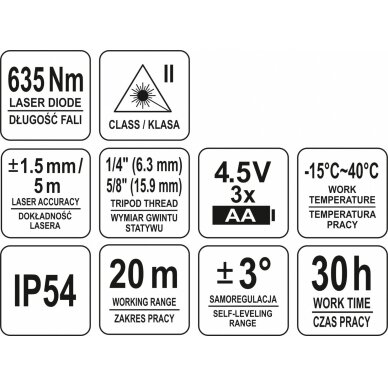 Lazerinis nivelyras | kryžminis lazeris | 0-360° (YT-30425) 4