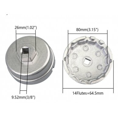 Lėkštelė tepalo filtrui | 14-kampų | Ø 64.5 mm | Toyota (OFW-65) 6