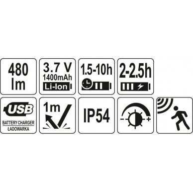 Lempa dedama ant galvos | lygus žibinto reguliavimas / judesio daviklis | 480LM AKU OSRAM LED (YT-08592) 5