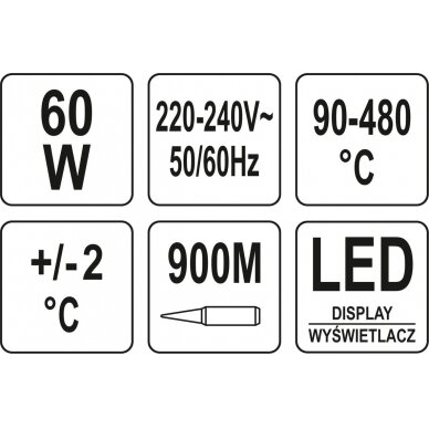 Litavimo stotelė su skaitmeniniu LED ekranu | 900 mm | 60 W (YT-82460) 5