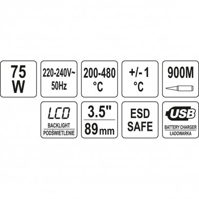 Litavimo stotelė YATO YT-82456 | 900M | LCD | 75W | 480° 6