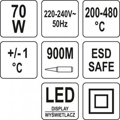 Litavimo stotelė YATO YT-82459 | 900M | LED | 70W | 480° 4