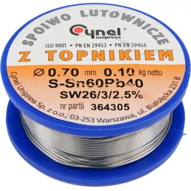 Lydmetalio viela Ø 0,70mm. 100g su fliusu (76806) 1