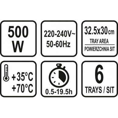 Maisto džiovintuvas | 6 sieteliai | 420-500W (68272) 10