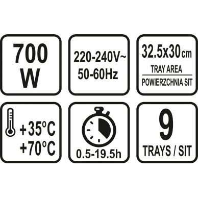 Maisto džiovintuvas | 9 sieteliai | 600-700W (68273) 10