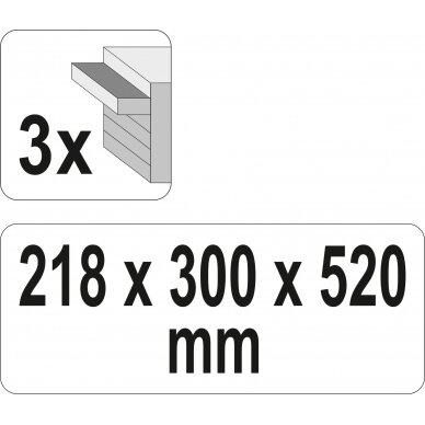 Metalinė įrankių dėžė, tuščia | 3 stalčiai (YT-08873) 4