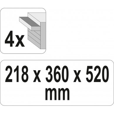 Metalinė įrankių dėžė, tuščia | 4 stalčiai (YT-08874) 3