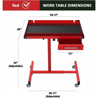 Mobilus reguliuojamas darbastalis dirbtuvėms su stalčiumi WT001 | 740x510x930-1260MM 5