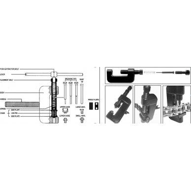 Motociklų grandinių atskyrimo ir sukabinimo įrankis | 35-525 (1749) 8