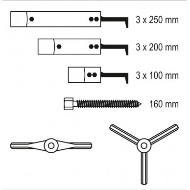 Nuėmėjų komplektas | 2 ir 3 kojų 100-200-250 mm | 12 vnt. (YT-25105) 4