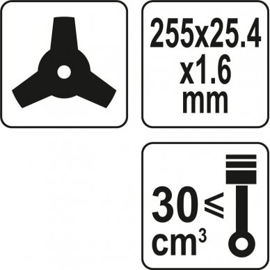 Peilis trimeriui / žoliapjovei / 3T | 25.4 x 255 mm (YT-85155) 2