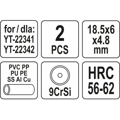 Peiliukai pjovikliui Yato YT-22341 YT-22342 | 2 vnt. (YT-22343) 2