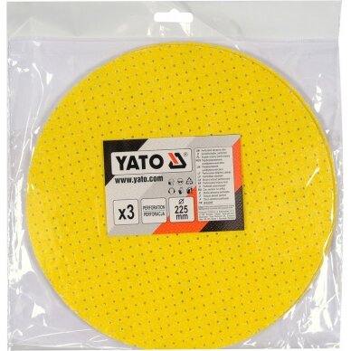 Perforuotas šlifavimo diskas su Velcro | P150 | 225mm | 3 vnt. (YT-846043) 1