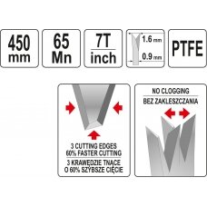 Pjūklas rankinis PTFE / 7 TPI | 450 mm (YT-31092)