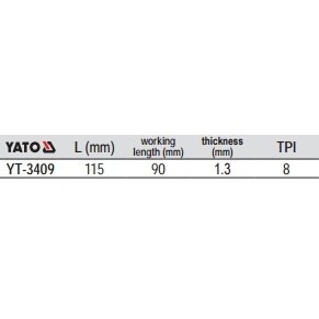Pjūkliukai siaurapjūkliui 5vnt, 8TPI / 3mm, ilgi (medis) (YT-3409) 3