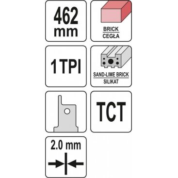 Pjūklas stumdomam siaurapjūkliui | briketams / betonui | 462 mm (YT-33961) 2
