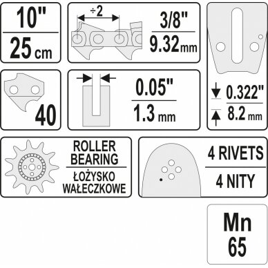 Pjovimo juosta | 10" 3/8"U (YT-84925) 2