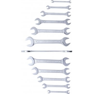 Plokščių raktų rinkinys atvirais galais | 6x7 - 30x32 mm | 12 vnt. (1184) 5