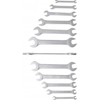 Plokščių raktų rinkinys atviru galu | 6 - 32 mm | 12 vnt. (30601) 1