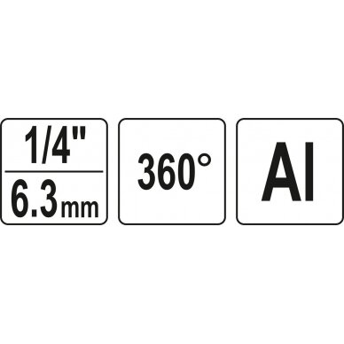 Pneumatinė jungtis šarnyrinė 360° | 6.3 mm (1/4") vidinis / išorinis sriegis (YT-24130) 3