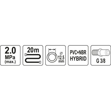 Pneumatinė žarna | Hybrid | 12,5 mm x 20 m (YT-24237) 2