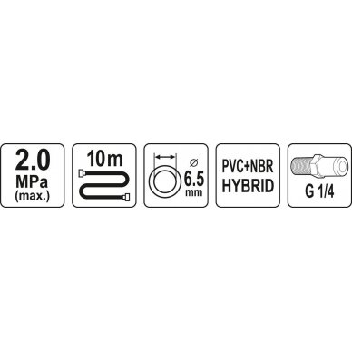 Pneumatinė žarna | Hybrid | 6,5 mm x 10 m (YT-24230) 2